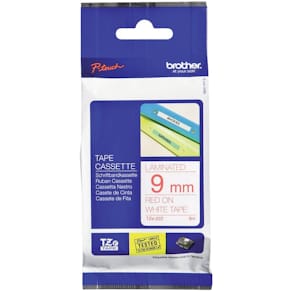 Schriftband Brother TZe-222, laminiert, rot auf weiß, 9 mm x 8 m