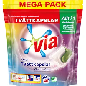 Tvättkapslar VIA Duo Color 40/fp