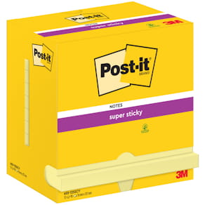 Haftnotizblock Post-it Super Sticky, 12x 90 Blatt, 127x76 mm, gel