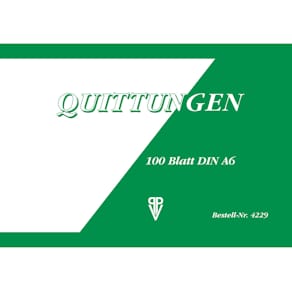 Quittungsblock PVP, mit MwSt., A6 quer, 100 Blatt, weiß/grün