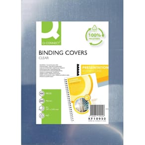 Bindomslag Q-Connect PET cover, A4, glanzend, 200 µm, 100 stuks
