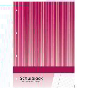 Schulblock PVP, A4, kariert, Lineatur 28, 50 Blatt, 4-fach geloch
