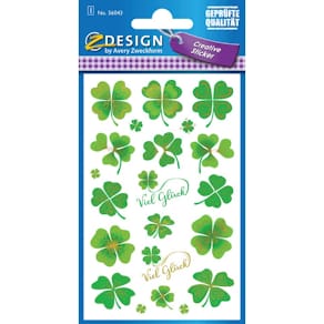 Sticker Avery Zweckform Viel Glück, grün, 16 Etiketten, 1 Blatt