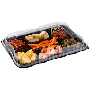 Plastbakke m/låg A-PET 350x245x40 mm, sort, 25 sæt