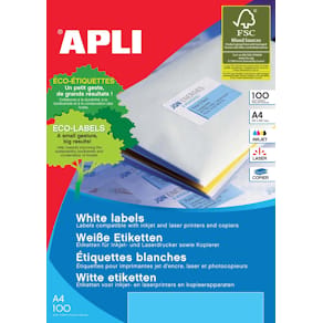 Etiketten Apli wit, 63,5 x 46,6 mm, 1.800 stuks, 18 per blad