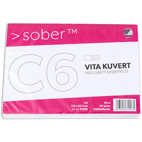 Kuvert SOBER C6 FH 90g vit 50/fp