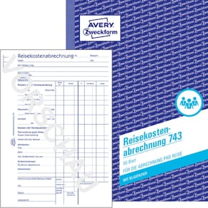 Reisekostenabrechnung Avery Zweckform 743, A5, 50 Blatt