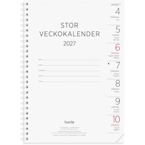 Burde Stor Veckokalender 2027 refill
