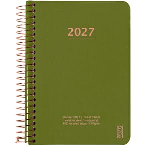 KOZO Kalender 2027 A6 Vecka per uppslag Olive Green