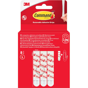 Kleefstrips Command, large, wit, blister van 8 stuks