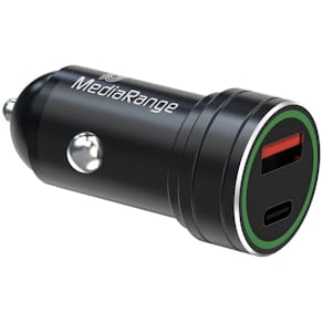 Kfz-Ladegerät MediaRange, USB-A/USB-C, schwarz