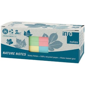 Notes INFO NOTES recy 75x75 färger 12/fp