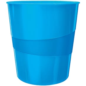 Papierkorb Leitz WOW, 15 Liter, blau metallic