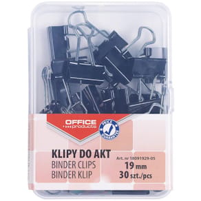 Foldbackclip Office Products, zwart, 19 mm, plastic doos van 30