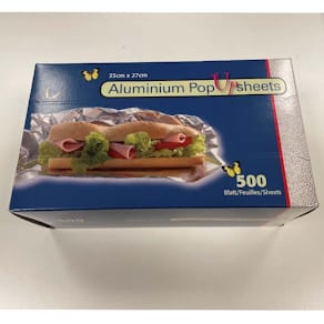Alufolie pop-up ark 270x230 mm, fødevaregodkendt, 6x500