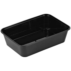Plastbakke 650 ml PP, sort firkant, til mikroovn, 500 stk