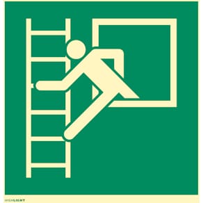 Notausstiegsschild MOEDEL HIGHLIGHT, mit Fluchtleiter, selbstkleb