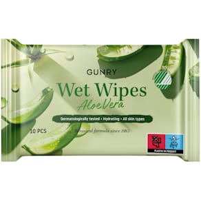 Vådeservietter Aloe Vera 10-pak