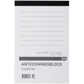 Perforerade Block A6, linjerat, 100bl
