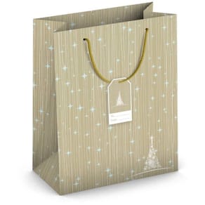 Geschenktragetasche Weihnachtsmotiv Baum, beige