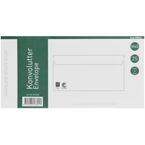 Kuverter hvid peel & seal, langsiden åben, 25 stk