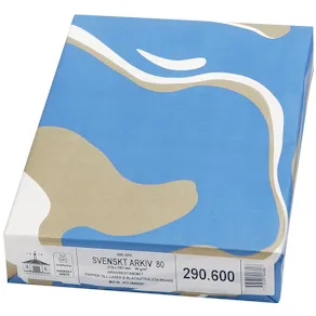 Papper Svenskt Arkiv A4, vattenmärke, träfritt, 80g, 500/bunt