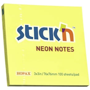 Selvklæbende notesblokke BNT Stick'n gul 76x76 mm, 12 stk