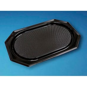Cateringfad oval A-PET sort 550x360x30 mm, 100 stk