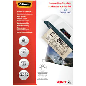 Lamineringslommer Fellowes Premium 125 µm A3, klar, 100 stk