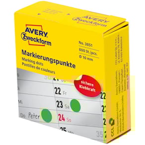Markierungspunkte Avery Zweckform D10mm, grün, 800 Stück