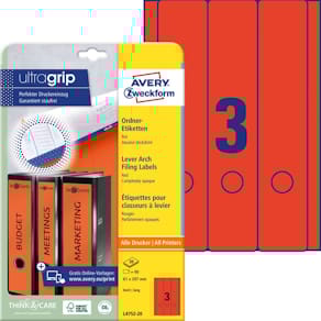Ordneretikett Avery Zweckform, 61 x 297 mm, rot