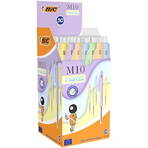 Kuglepen BIC M10 blå blæk, assorteret pastelskaft