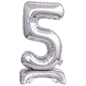 Folienballon Mini, Zahl 5, silber