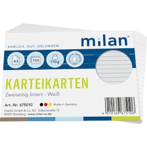 Karteikarte Milan, A5, liniert, weiß, 100 Stück