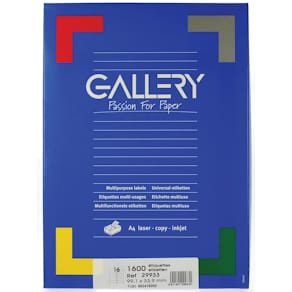 Etiket Gallery, wit, 99,1 x 33,9 mm, ronde hoeken, 100 vel