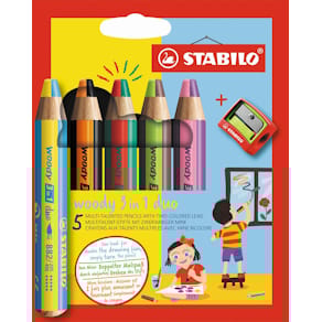 Kleurpotlood STABILO woody 3in1 duo, etui van 5 stuks, assorti