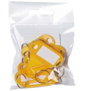 Nøgleskilt BNT gul plast 50x23 mm, etiket 30x15