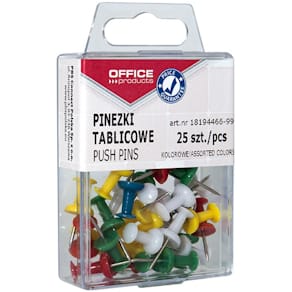 Prikbordspelden, geassorteerde kleuren, plastic, 25 stuks