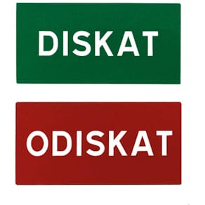 Magnetskylt Diskat/Odiskat 10x5cm