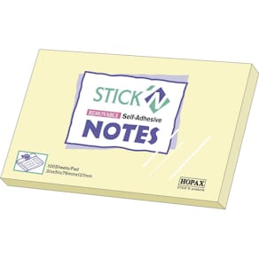 Notis Stick´n Notes Gul, 76x127mm, 12st