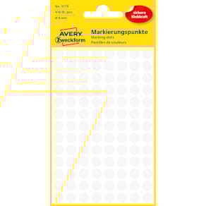 Avery manuel etiket Ø8mm hvid (416)