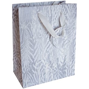 Geschenktragetasche beflockt, weiß
