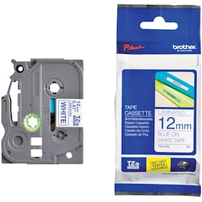 Schriftband Brother, 12 mm x 8 m, blau auf weiß