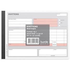 Blankett kvittens A5L m. 1 kopia 2x50 bl
