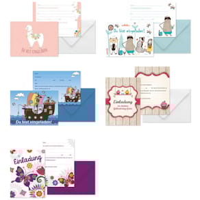 Einladungsset VENCEREMOS, 10 Karten & Kuverts, sortierte Motive (