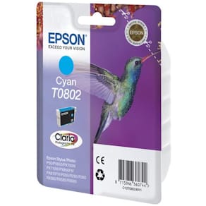 Epson T0802 - 7.4 ml - cyan - original - blister - bläckpatron