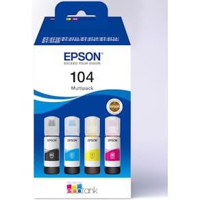 Inktfles Epson 104, 4.500–7.500 pagina's, OEM C13T00P640, 4-kleu