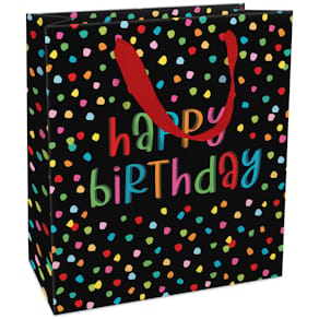 Geschenktragetasche BRAUN+COMPANY Geburtstag, schwarz/bunt
