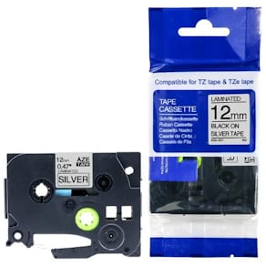 Tape 12mm TZe-931 svart på silver