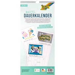 Bastelkalender Folia Familienplaner, 23 x 49 cm, weiß